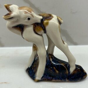 MCM Drip Glaze Fawn Pottery Marked and Numbered Kitschy Vintage